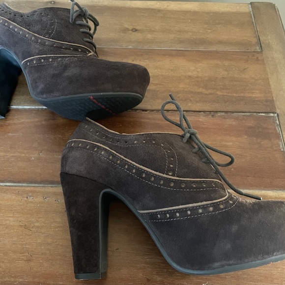 Miz Mooz Women’s ‘Lance' Lace Up Oxford Ankle Platform Booties - Brown Suede - 7 - Picture 6 of 12